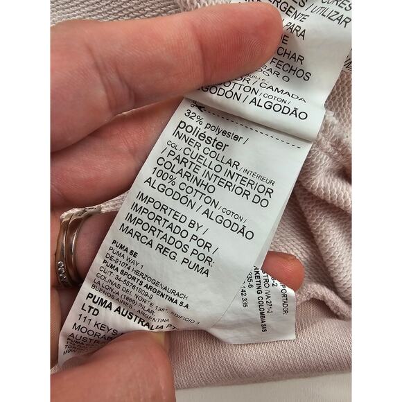 Puma size M 1/4 zip warm logo all over embellished light pink active sweater - Picture 4 of 7